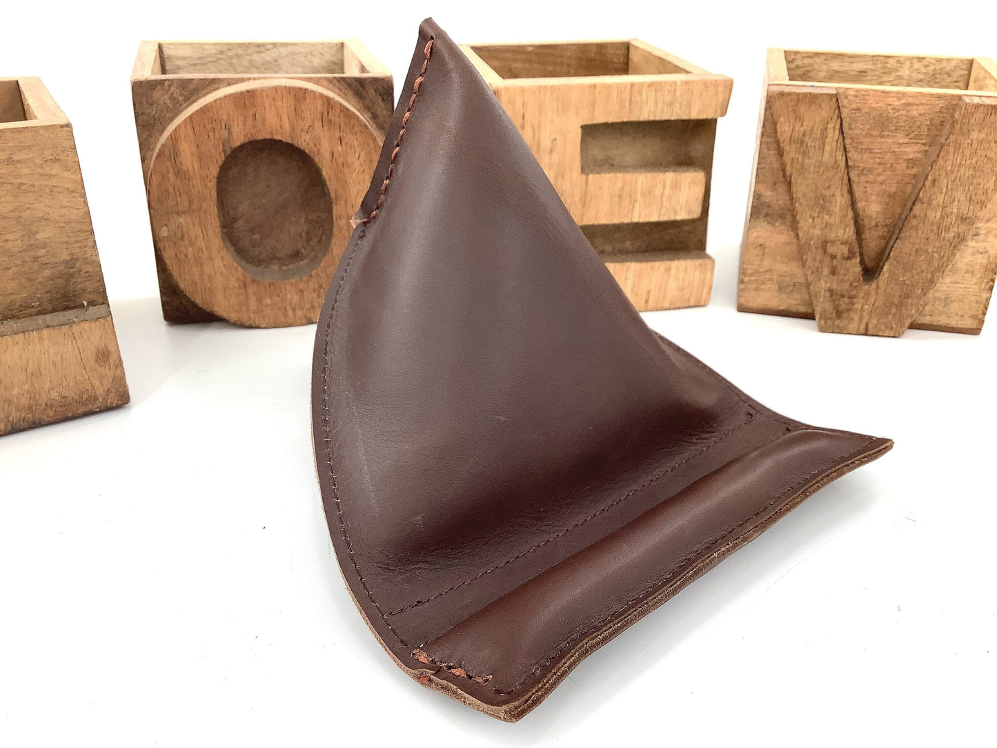 Leather Hide Phone Tablet Kindle Stand. Weighted Bean Bag. Will hold any Size. Hand Stitched Luxury Gift