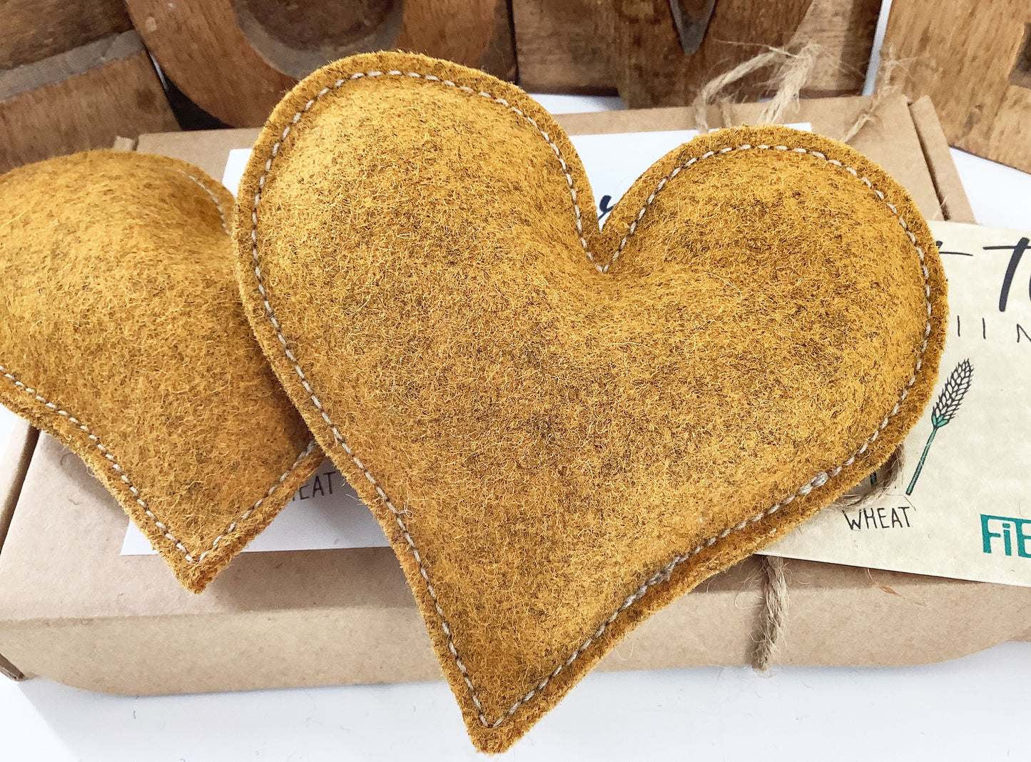 Wheat Bag Hand Warmers. Pocket Size Heart Shaped Microwave Heat Packs in Mustard Grey Marl Wool. Lavender Scented or Unscented Gift