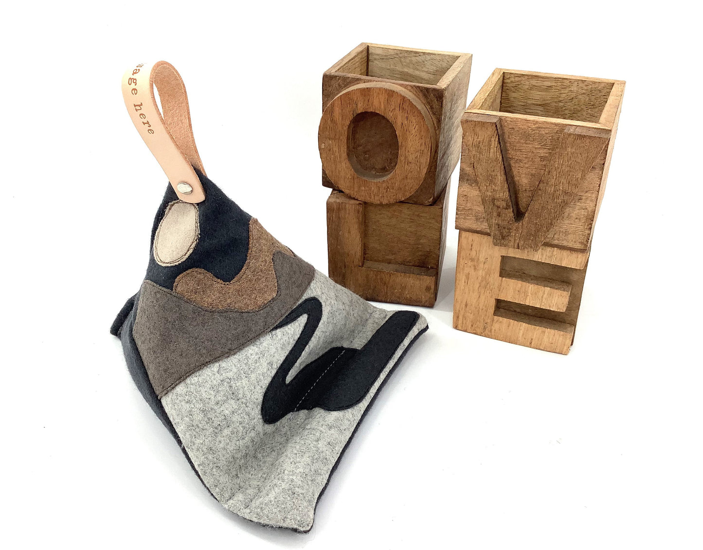 Bean Bag Tablet or Phone Stand. Weighted Pure Wool Applique Personalised Gift