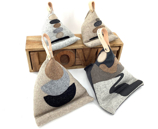 Bean Bag Tablet or Phone Stand. Weighted Pure Wool Applique Personalised Gift