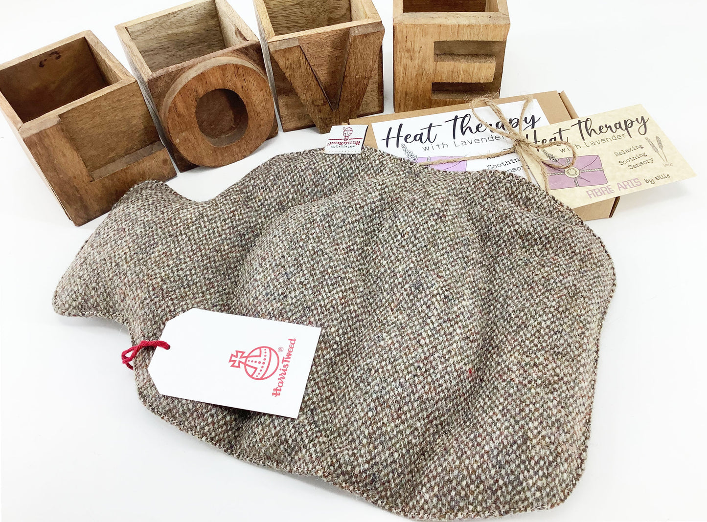 Harris Tweed Microwave Wheat Bag. Hot Water Bottle Shaped Heat Pack in Barleycorn. Lavender Scented or Unscented Luxury Handmade Hottie