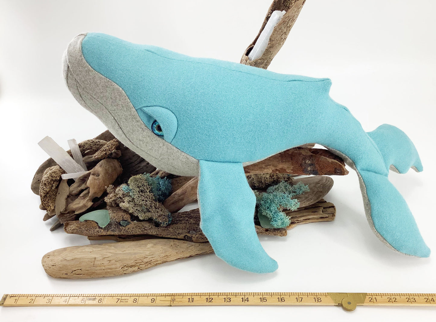 Humpback Whale Toy, Pillow, Cushion Plush. 100% Wool  Stuffed Marine Sea Life Creature. Hand Crafted