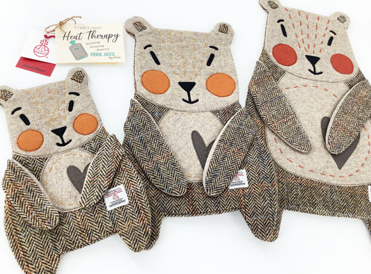 Harris Tweed Bear Hot Water Bottle Cover. Hand Crafted Gift