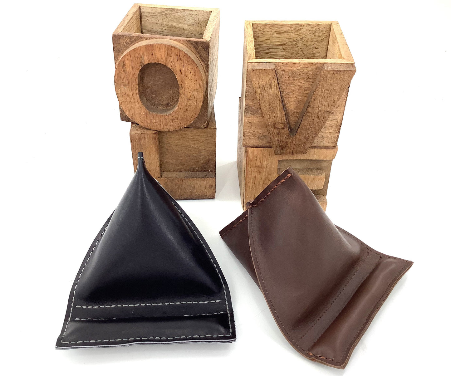 Leather Hide Phone Tablet Kindle Stand. Weighted Bean Bag. Will hold any Size. Hand Stitched Luxury Gift