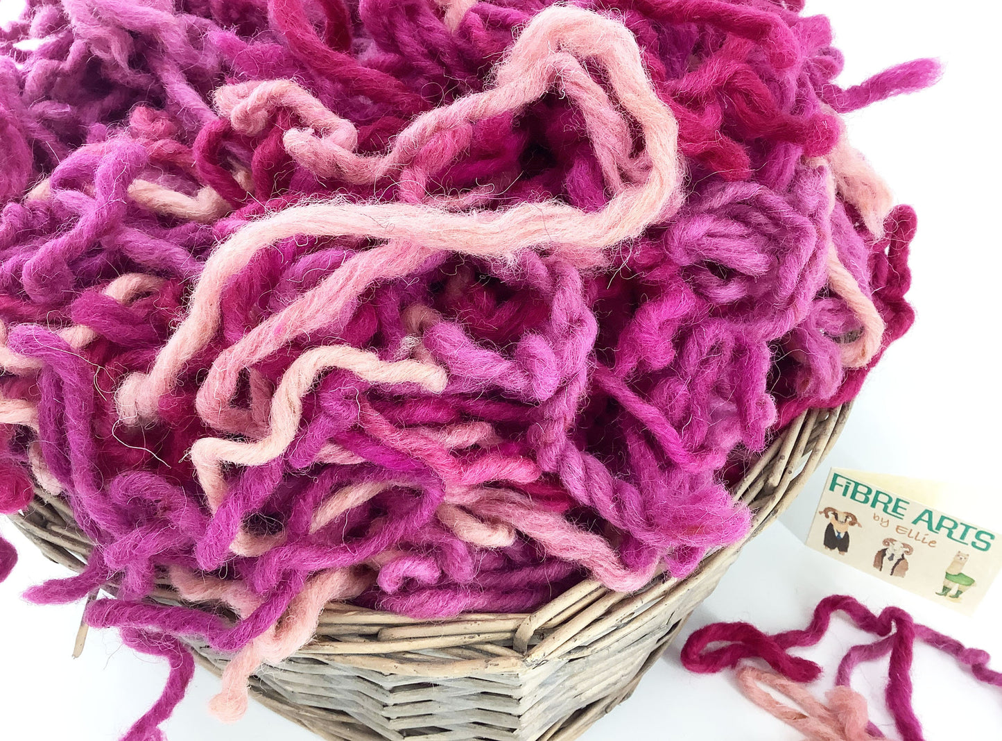 Hand Dyed Punch Needle Wool. Rag Rug, Weaving or Tapestry Chunky Wool Yarn in Pink Shades
