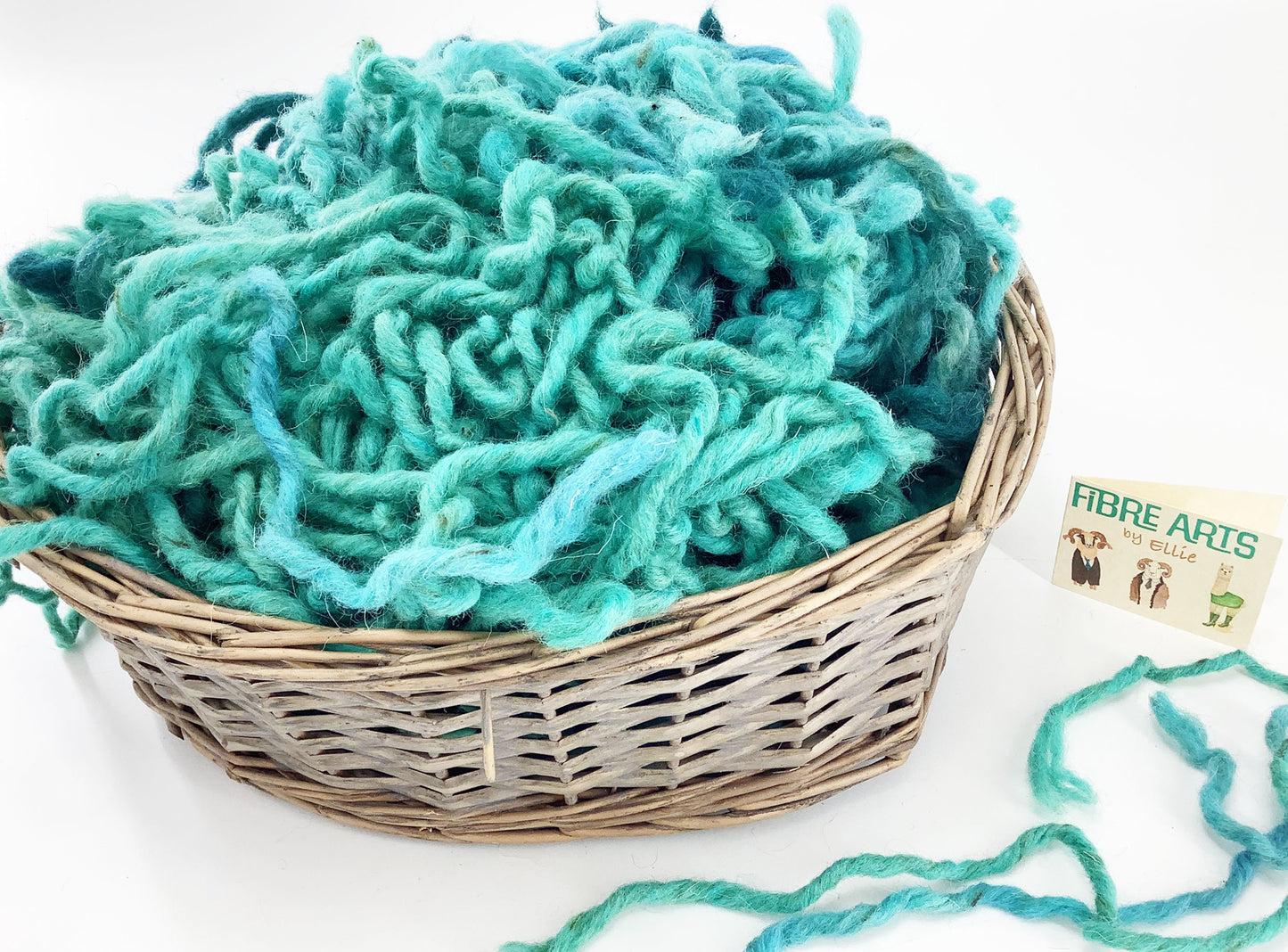 Punch Needle Wool Rug Yarn. Hand Dyed Chunky Creative Weaving, Rug Making, Tapestry Wool in Turquoise Shades