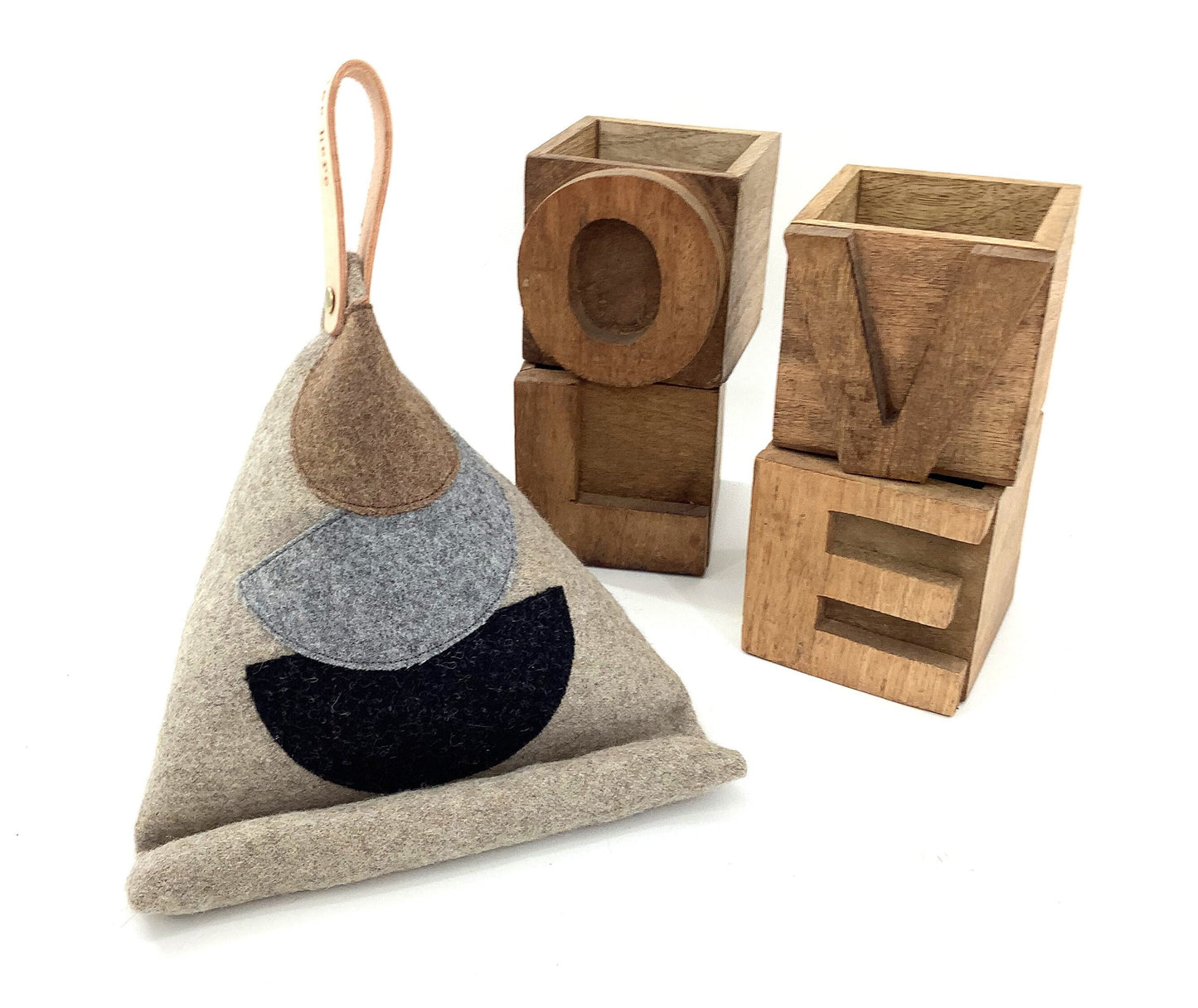 Bean Bag Tablet or Phone Stand. Weighted Pure Wool Applique Personalised Gift