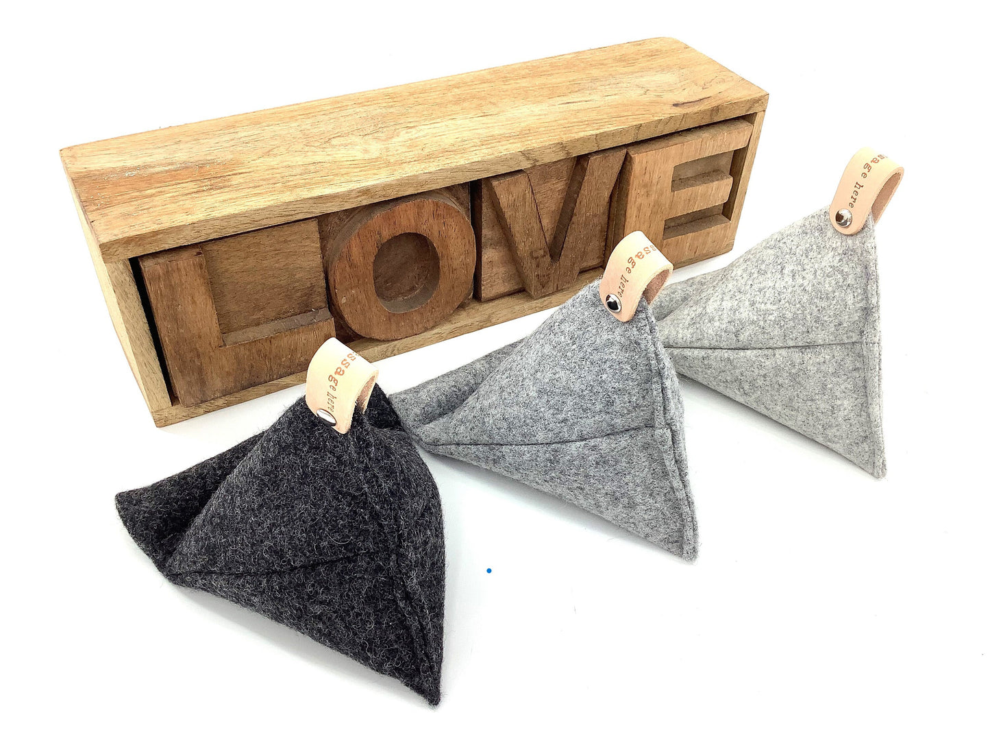 Personalised Pure Wool Weighted Phone or Tablet Stand Grey Shades. Personalised Gift. Bean Bag Style. Will Hold Any Size
