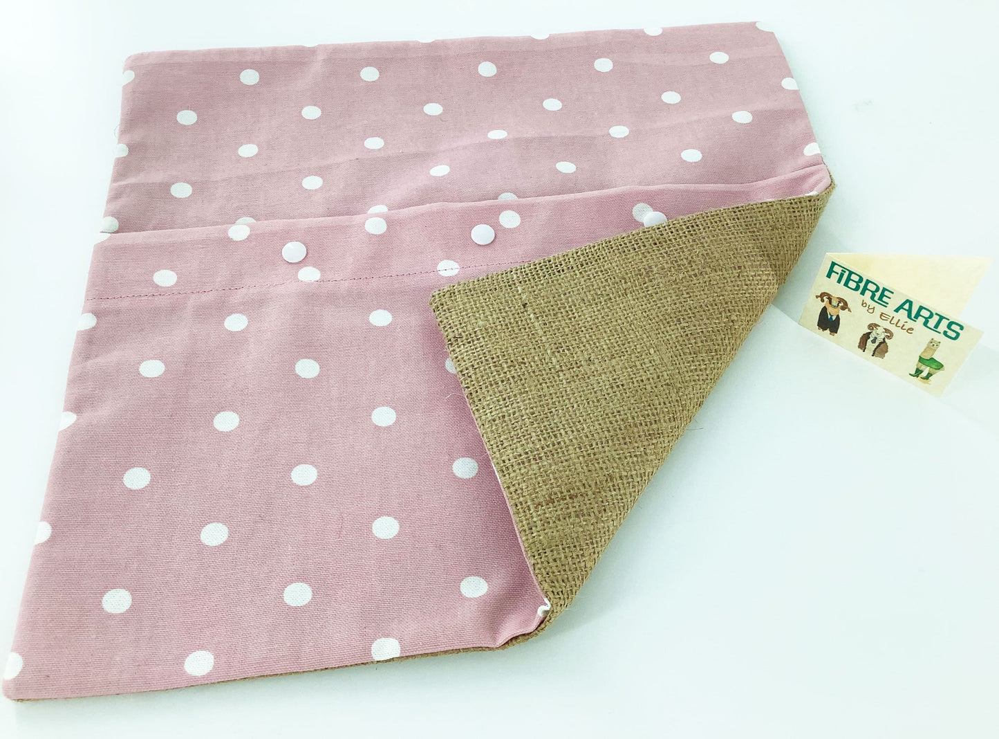 Rag Rug Making Kit. Beginners No Sew Finished Pink Polka Dot Designer CottonBurlap Cushion and Rug Making Tools