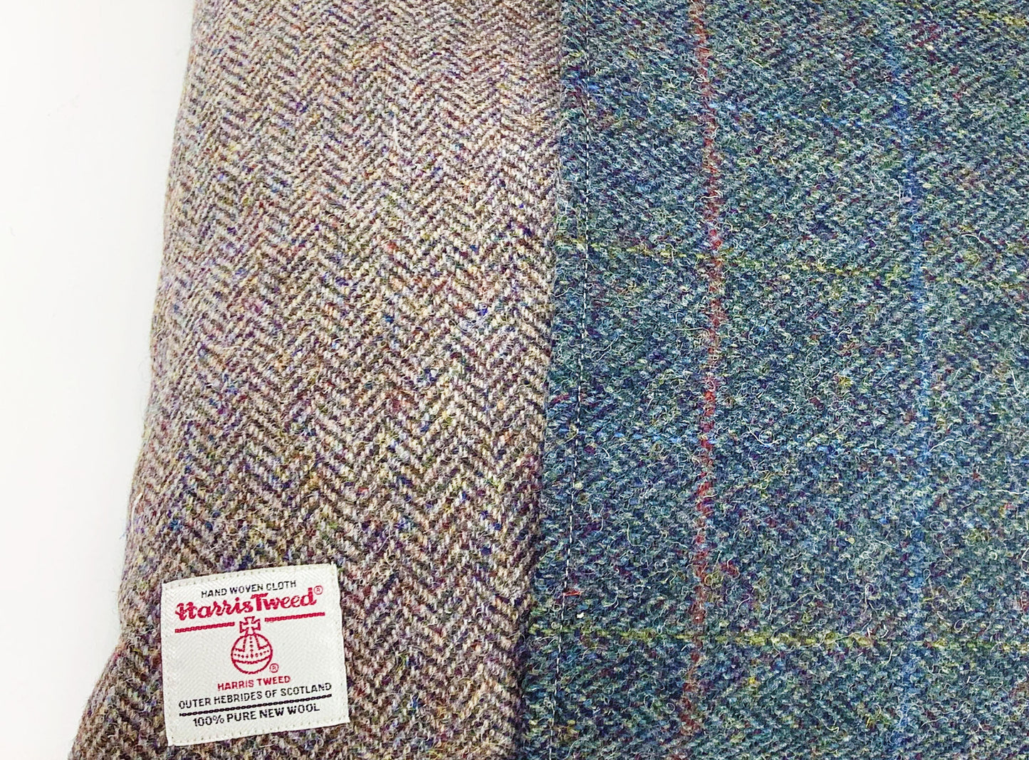 Highland Cow Harris Tweed Cushion Cover. Quirky Patchwork Industrial Style on Velvet