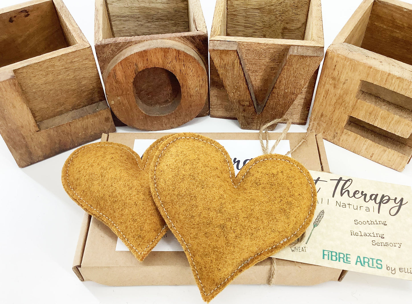 Wheat Bag Hand Warmers. Pocket Size Heart Shaped Microwave Heat Packs in Mustard Grey Marl Wool. Lavender Scented or Unscented Gift