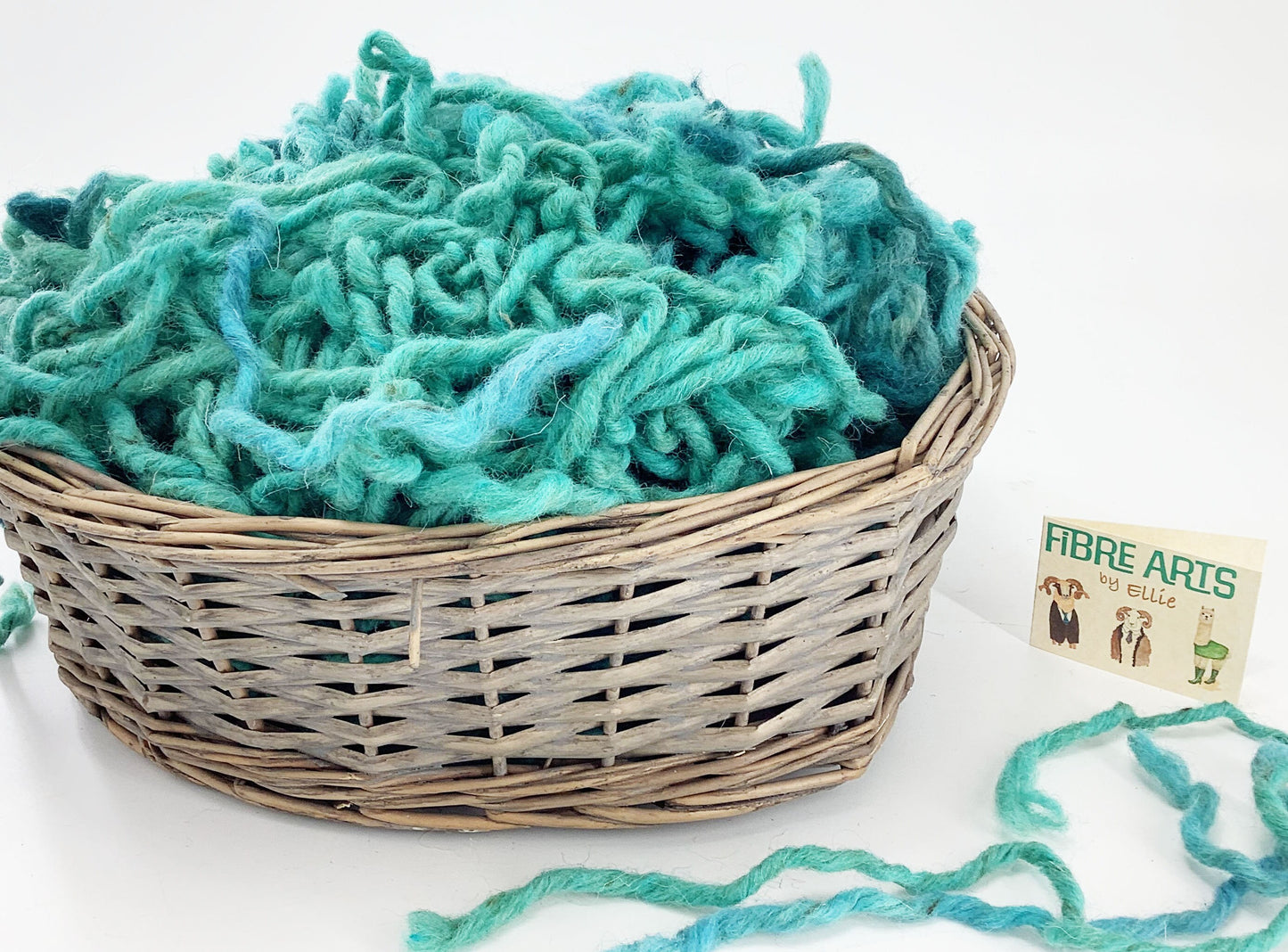Punch Needle Wool Rug Yarn. Hand Dyed Chunky Creative Weaving, Rug Making, Tapestry Wool in Turquoise Shades