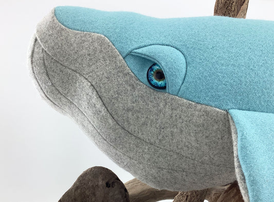 Humpback Whale Toy, Pillow, Cushion Plush. 100% Wool  Stuffed Marine Sea Life Creature. Hand Crafted