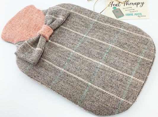 Abraham Moon Harris Tweed Patchwork Dressed 2L Hot Water Bottle Cover. Hand Crafted Eco Gift