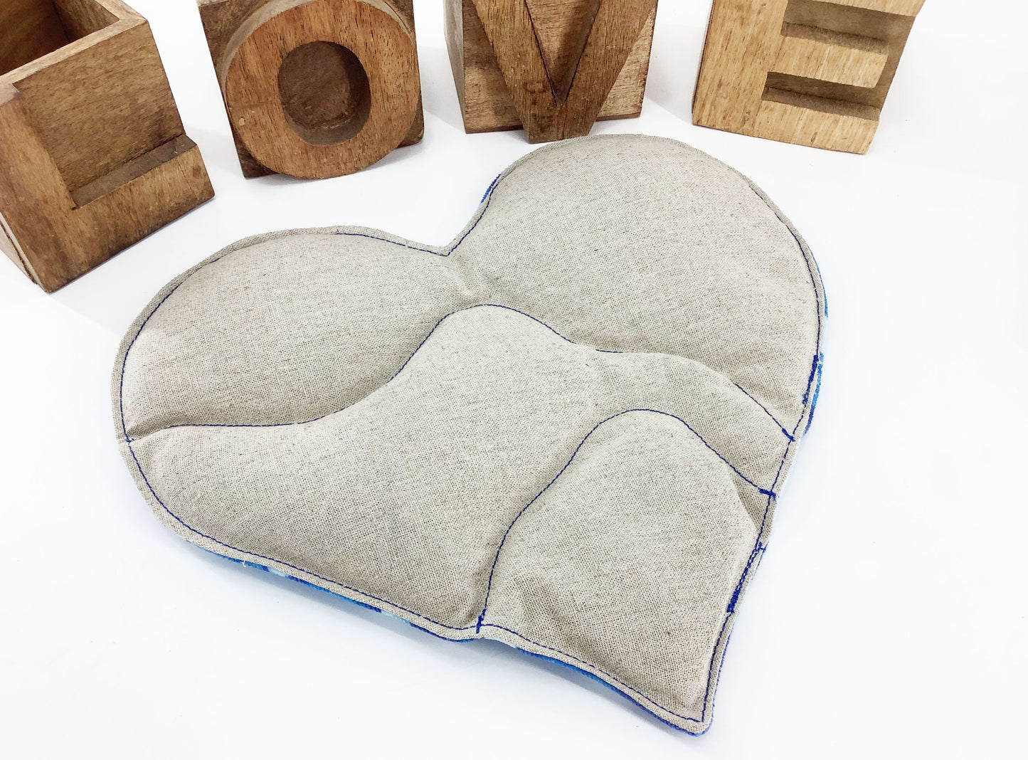 Indigo Shibori Print Heart Shaped Wheat Bag. Lavender Scented or Unscented Warming Handmade Heat Therapy Gift