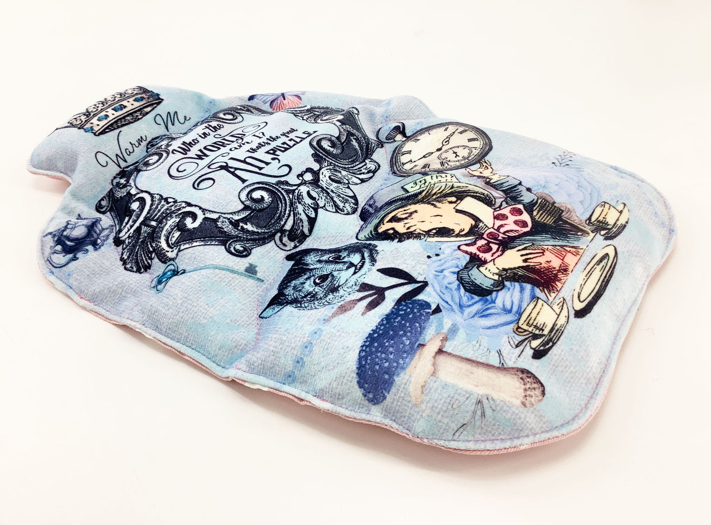 Alice in Wonderland 2L Microwaveable Hot Water Bottle Heat Pack. Lavender Scented 36cm by 21cm. Hand Crafted Eco Gift