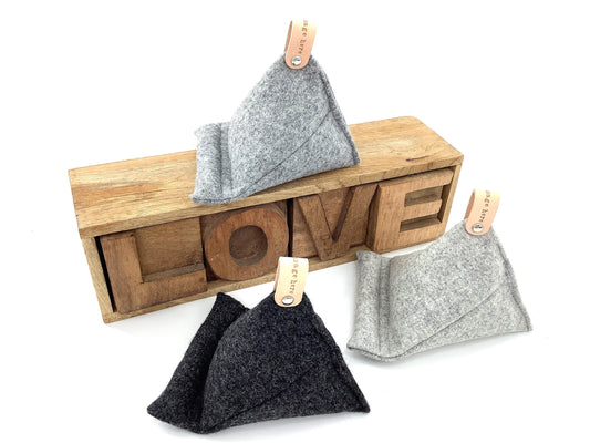 Personalised Pure Wool Weighted Phone or Tablet Stand Grey Shades. Personalised Gift. Bean Bag Style. Will Hold Any Size