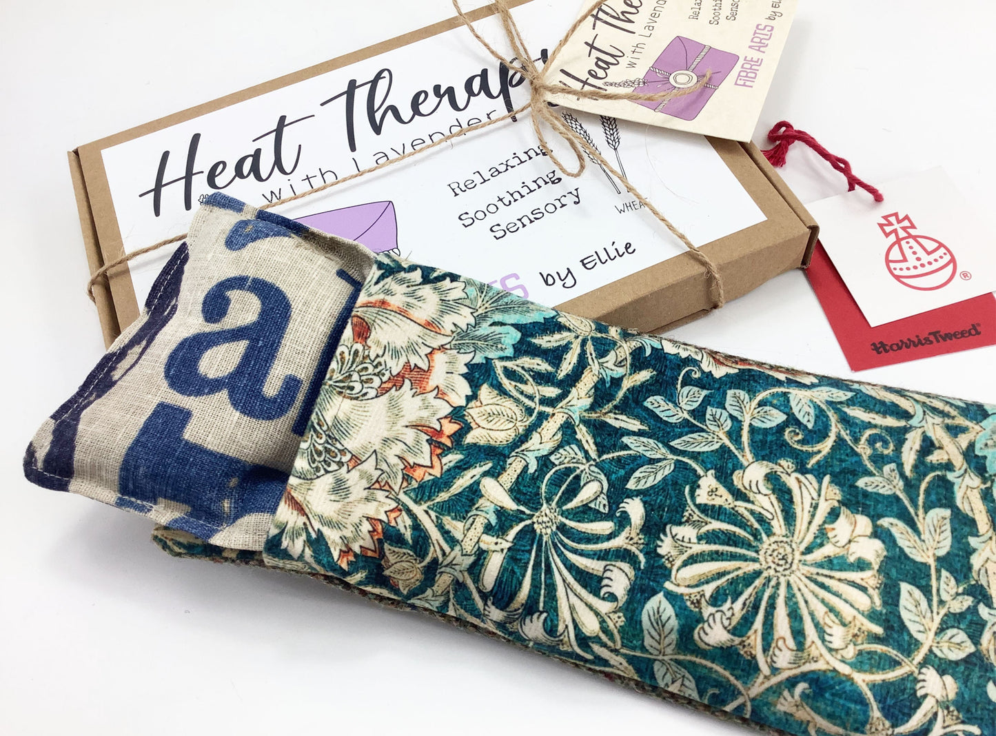 Microwave Wheat Bag Harris Tweed Gift Set. Sleep Mask, Weighted Lavender Eye Pillow, 2L   Hot Water Bottle Cover Heat Therapy Care Package