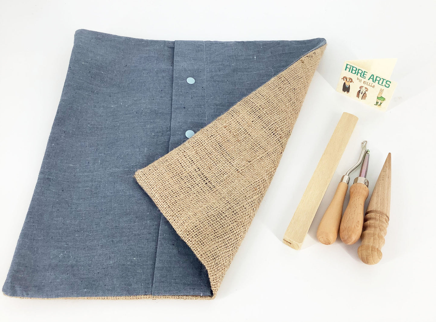 Easy Rag Rug Cushion kit. Grey Cotton and Burlap. Choice of Rug Making Tools