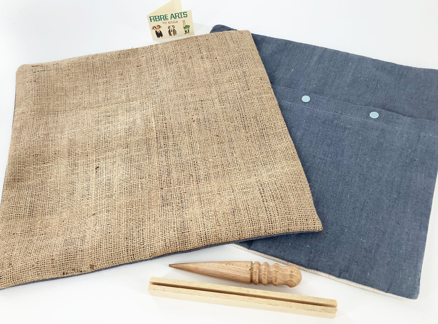 Easy Rag Rug Cushion kit. Grey Cotton and Burlap. Choice of Rug Making Tools